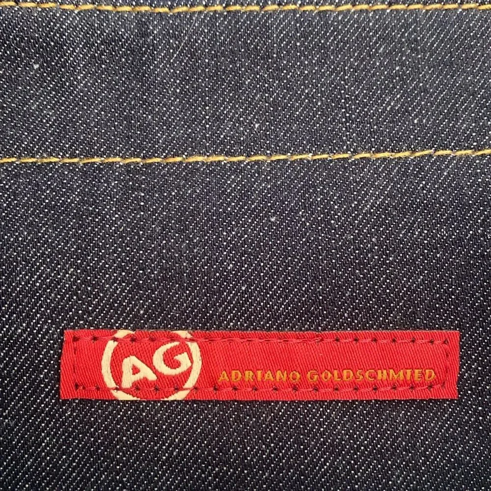 AG Adriano Goldschmied Blue Denim Tote embroidered Logo w/ Read threads NWOT